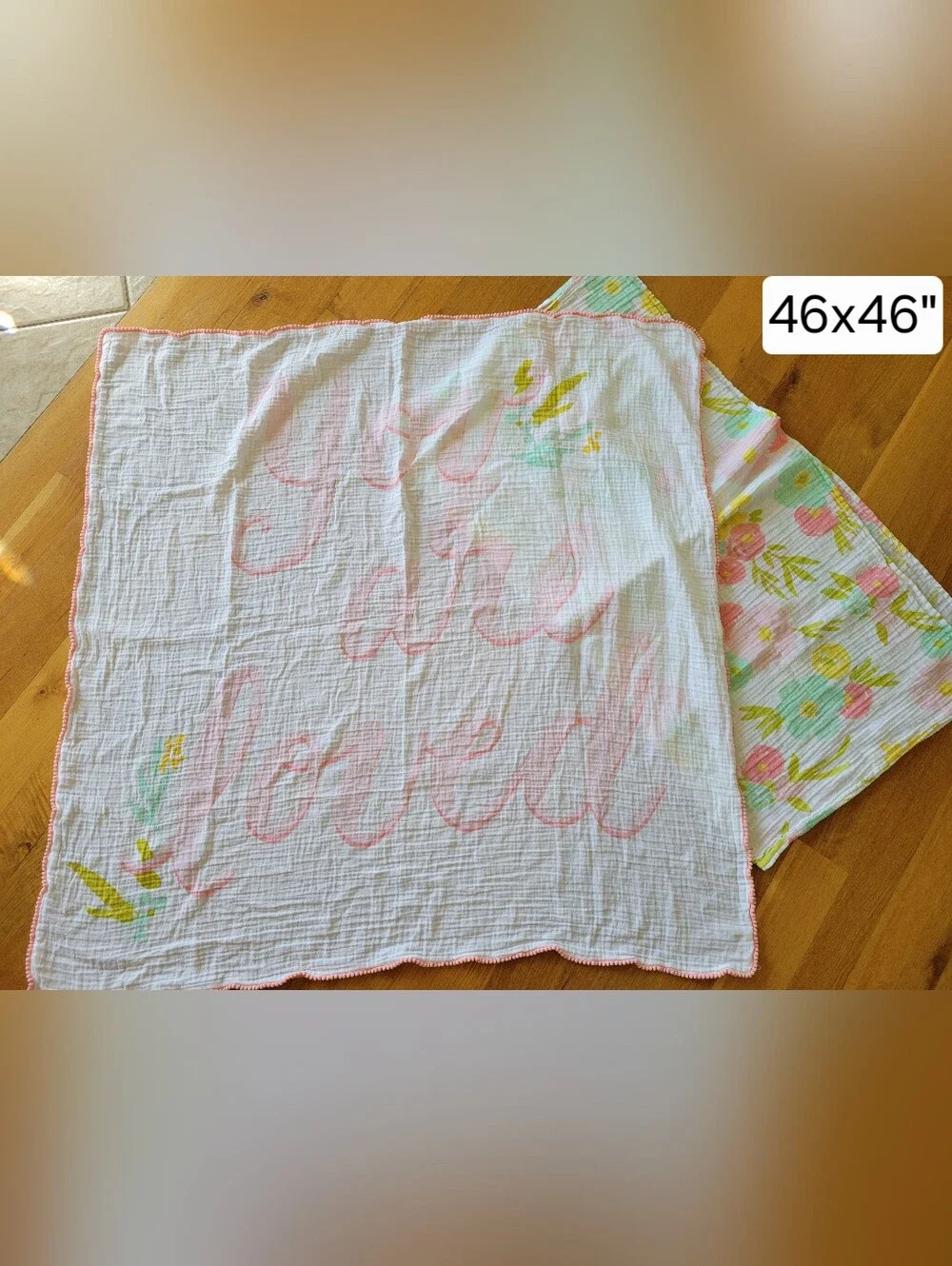 Baby girls Muslin Blankets Set of 2 white Floral print
